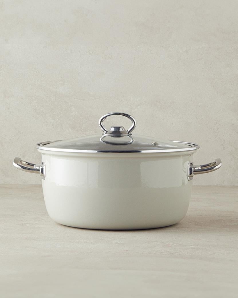 Sartagi Emaye Kızartma Tenceresi 22 Cm Bej