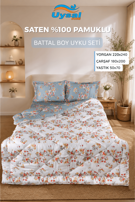 Uysal Home Saten Uyku Seti %100 Pamuklu Battal Boy