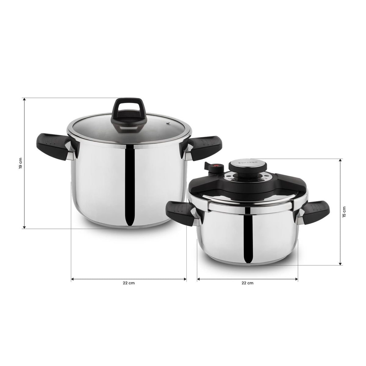 Schafer Compact 4 Parça Düdüklü Tencere Seti 4+6,5 L-Siyah