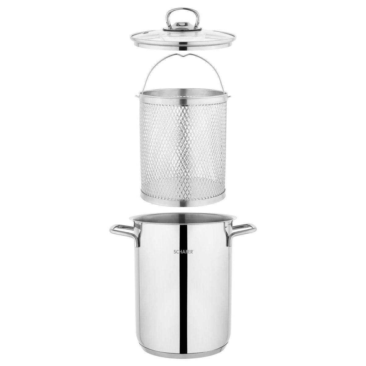 Schafer Gurme Kuşkonmaz ve Kızartma Tenceresi 3 Parça-Inox