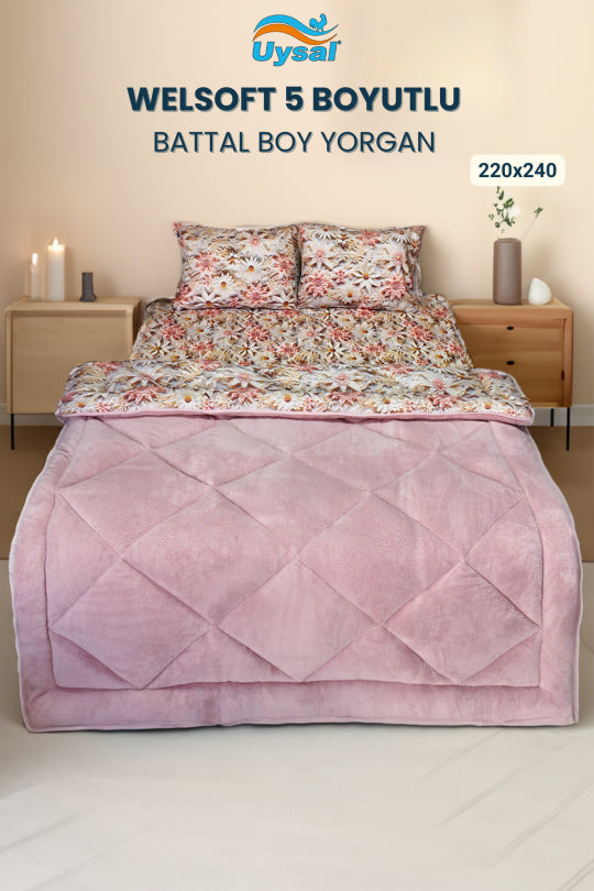 Uysal Home Welsoft Yorgan 5 Boyutlu Pudra Battal Boy