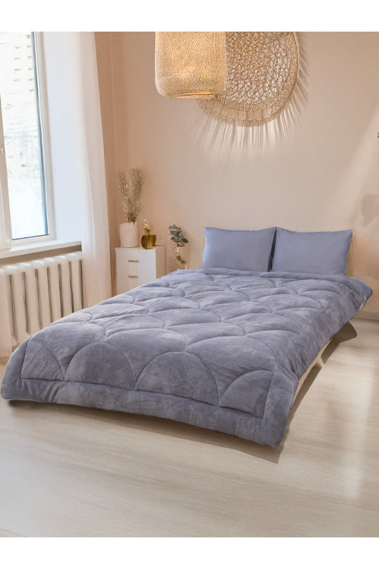 Uysal Home Welsoft Yorgan %100 Pamuklu Akfil Midye Desen Antrasit Battal Boy
