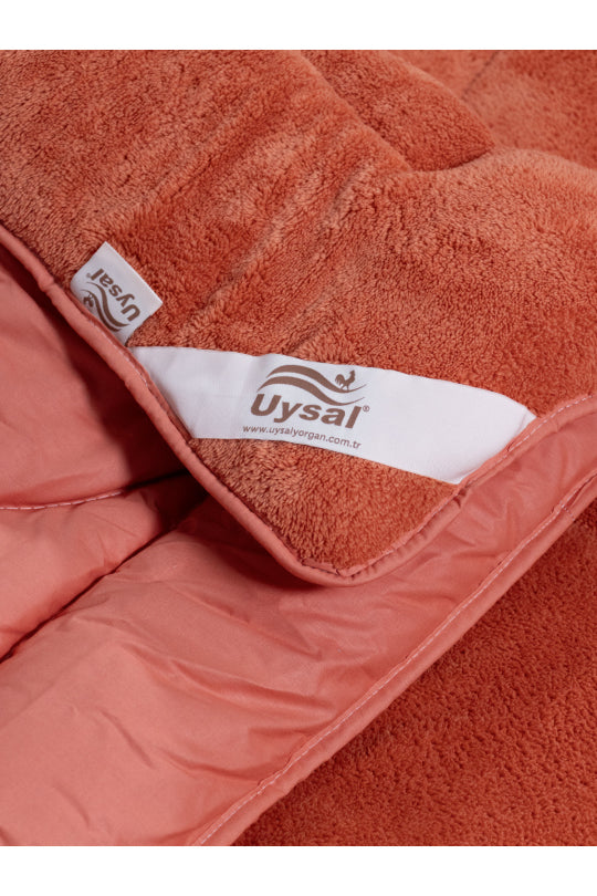 Uysal Home Welsoft Yorgan %100 Pamuklu Akfil Midye Desen Turuncu Battal Boy