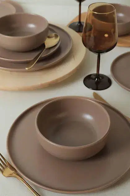 KERAMIKA Nordic Mat Toprak Taupe Yemek Takımı 18 Parça 6 Kişilik 977