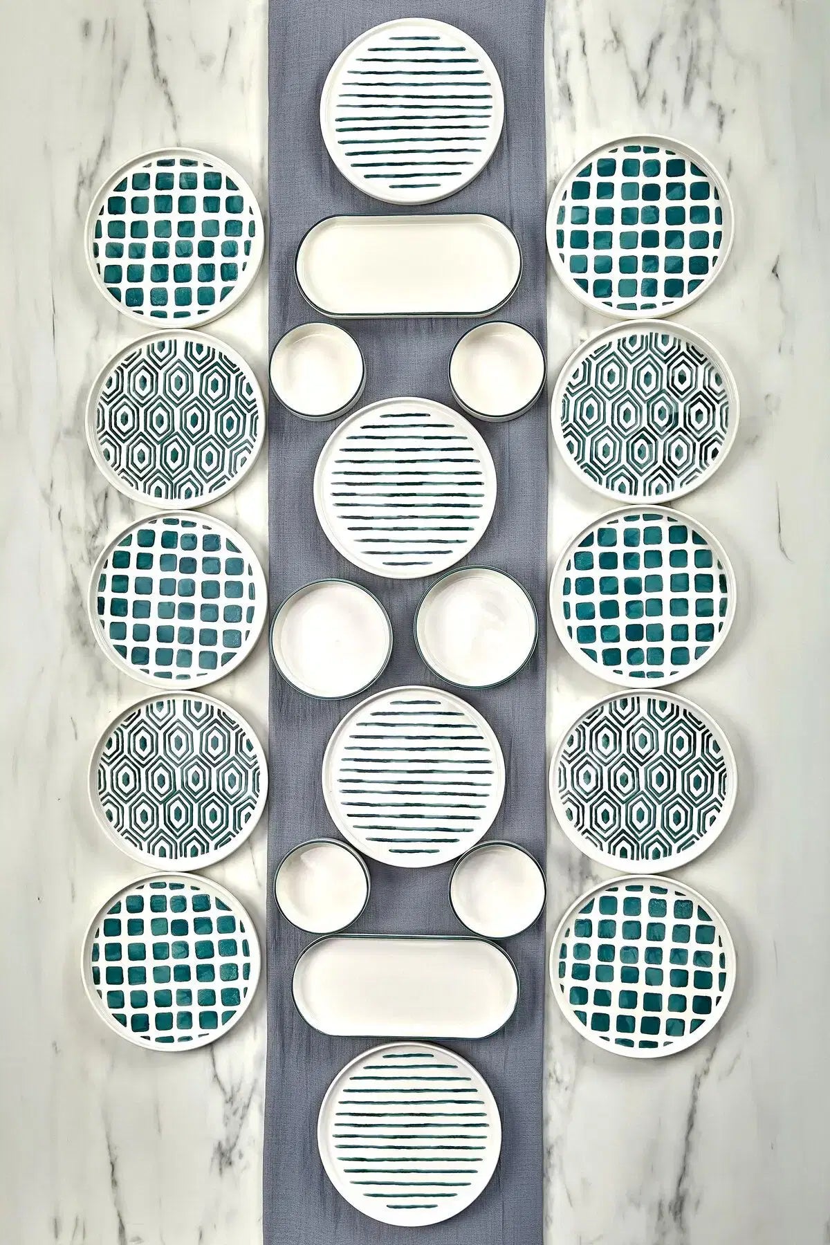 KITCHEN LIFE 22 Parça 6 Kişilik Neometric Stackable Kahvaltı Takımı