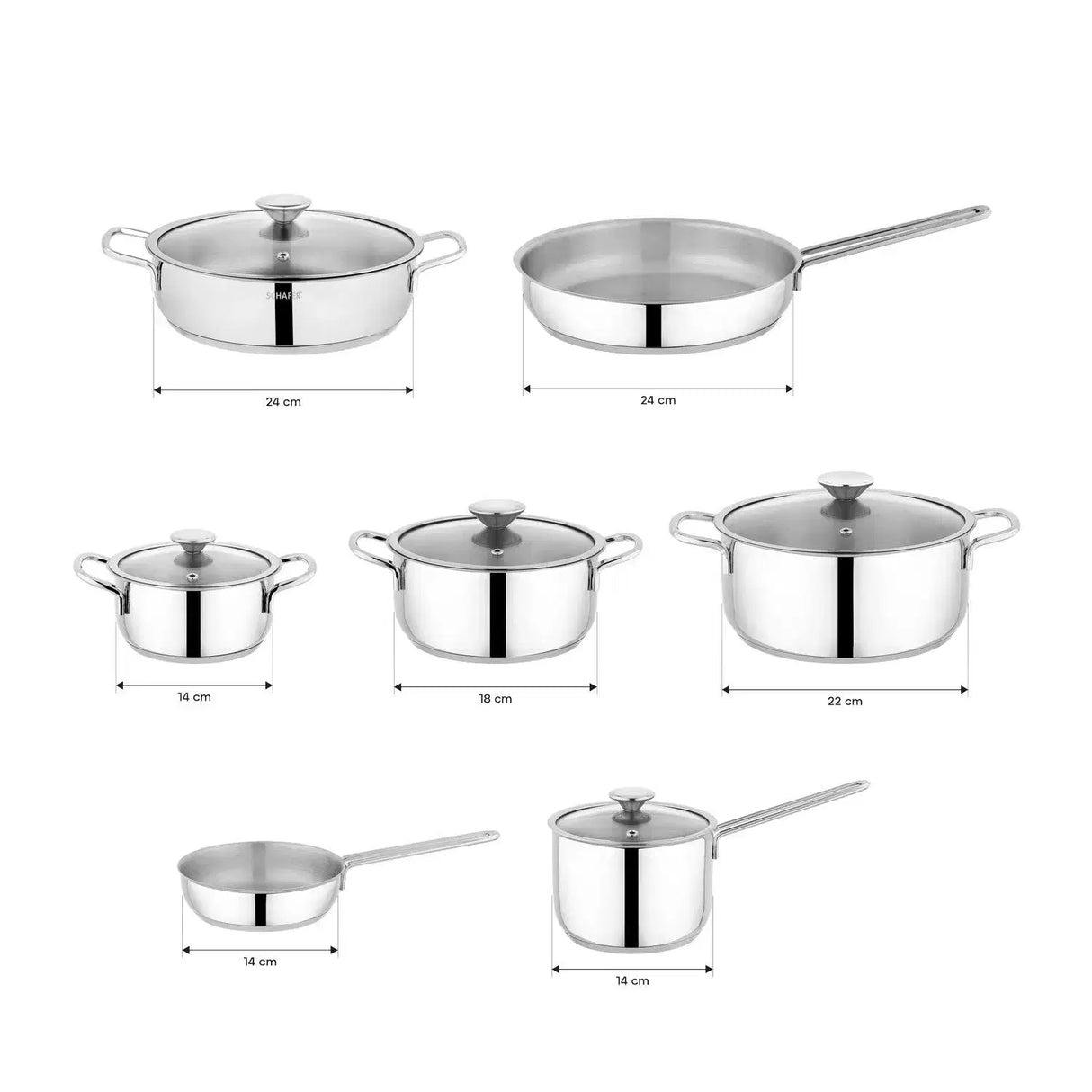 SCHAFER Steel Storm Çelik Inox Tencere Seti - 12 Parça