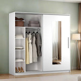 ADORE Elit Plus Aynalı Sürgülü Gardırop-Mat Beyaz 210x207x60 cm (GxYxD)