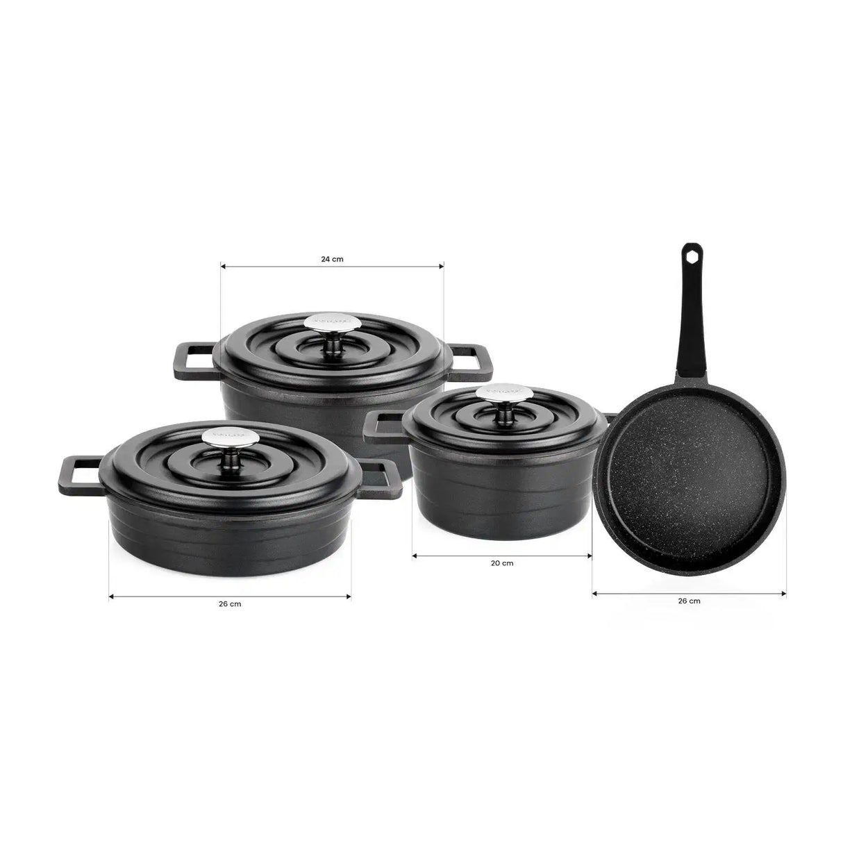 SCHAFER Pro Cast Döküm Siyah Tencere Seti - 7 Parça