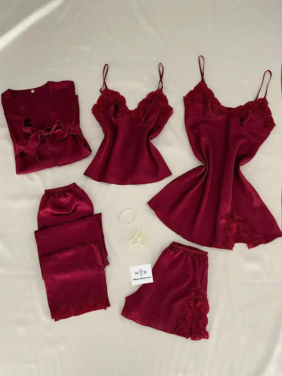 MOONY Kutulu Beşli Bordo Çeyiz Seti