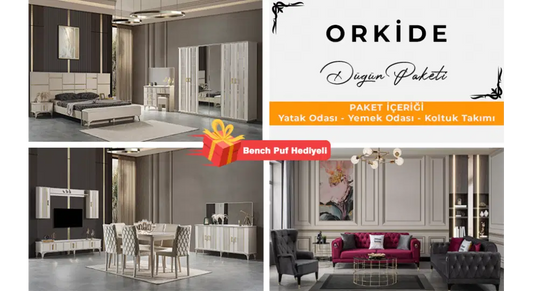 FLYMOB Orkide Düğün Paketi (Yüzler MDF Kasa Suntalem Malzemeden Üretilmiştir)