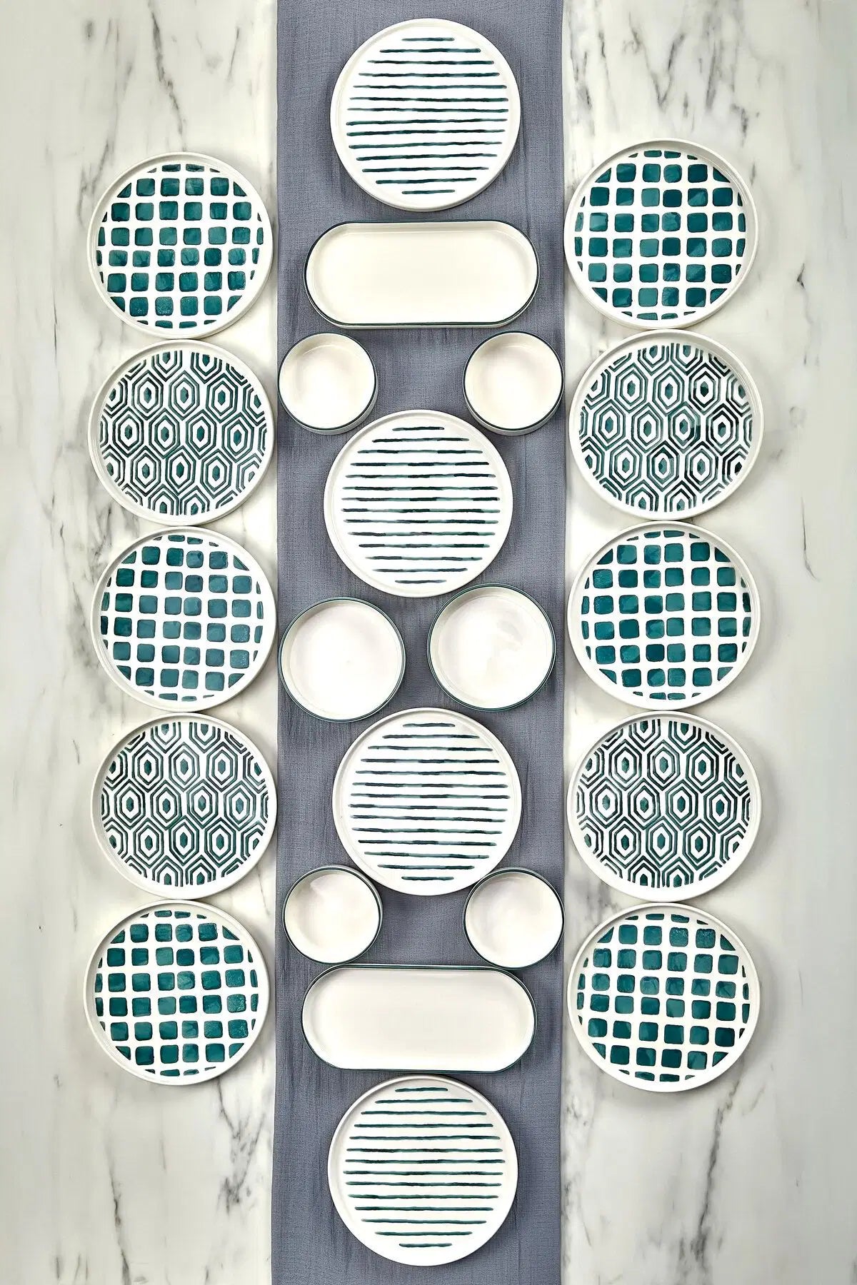 KITCHEN LIFE 22 Parça 6 Kişilik Neometric Stackable Kahvaltı Takımı