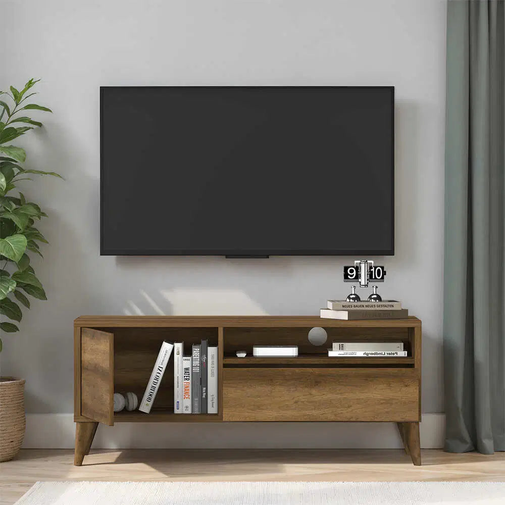 ADORE Retro Çekmeceli Tv Sehpası - Koyu Ceviz (Oslo Ceviz) 120x50x40 cm