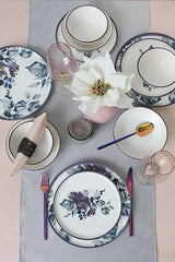 KERAMIKA Purple Flower Yemek Takımı 24 Parça 6 Kişilik
