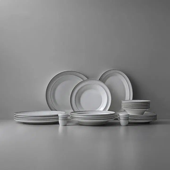 NEHIR Camelia Platin Yaldizli - 28 Parça Porselen Yemek Takımı