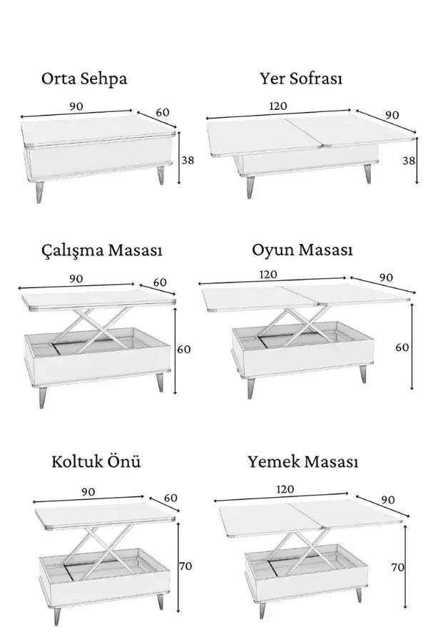 FLYMOB - Rosa Akilli Sehpa - Antik Beyaz Rengi