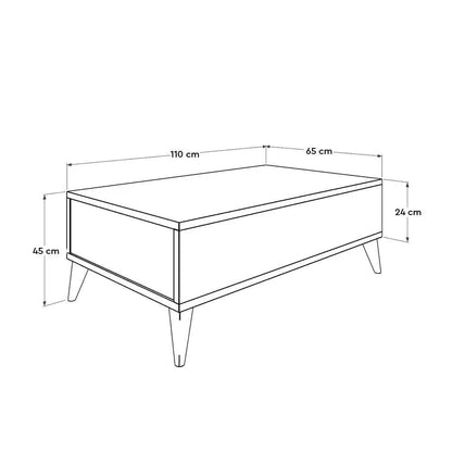 ADORE Retro Dikdörtgen Orta Sehpa - Açık Ceviz (Tori) 110x45x65 cm