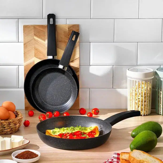 SCHAFER Black Stone 3'lü Siyah Tava Seti 18cm+22cm+26cm