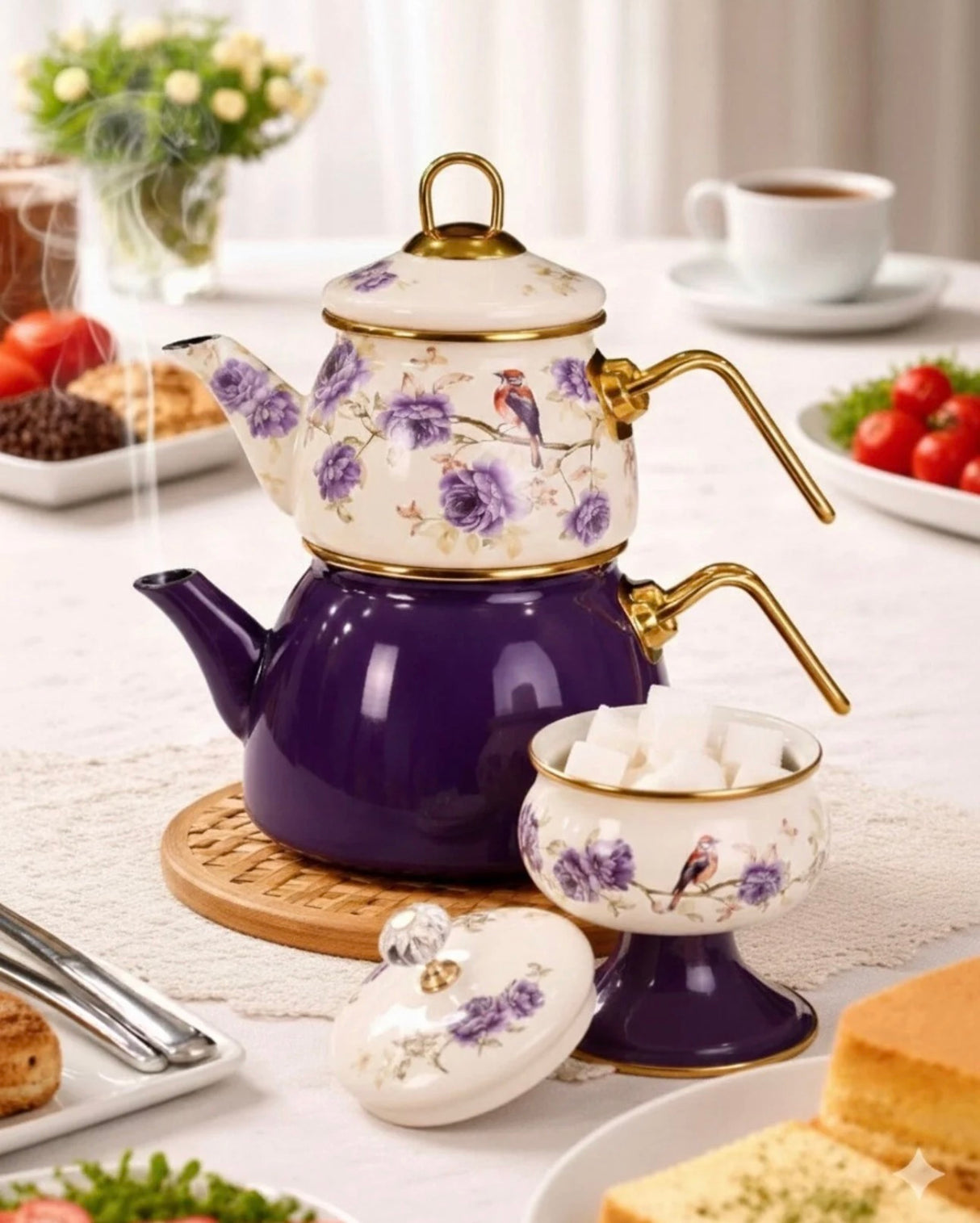 PR HOME Fiorella Mini Model Emaye Çaydanlık