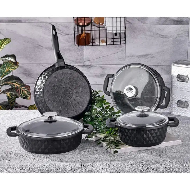 TAC EV 13 Parça Cam Kapaklı Döküm Pişirme Seti