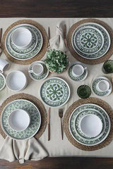 KERAMIKA Timeless Green Stackable Yemek / Kahvaltı Takımı 20 Parça 4 Kişilik