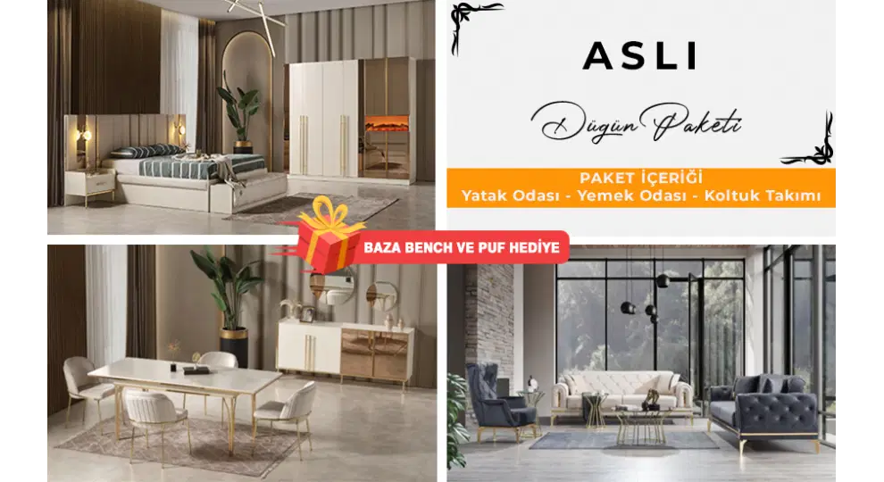 FLYMOB Aslı Düğün Paketi (BAZA BENCH VE PUF HEDİYE)