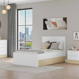 ADORE Base Tek Kişilik 2 Çekmeceli Karyola - İtalyan Meşe-Mat Beyaz 110x105x204
