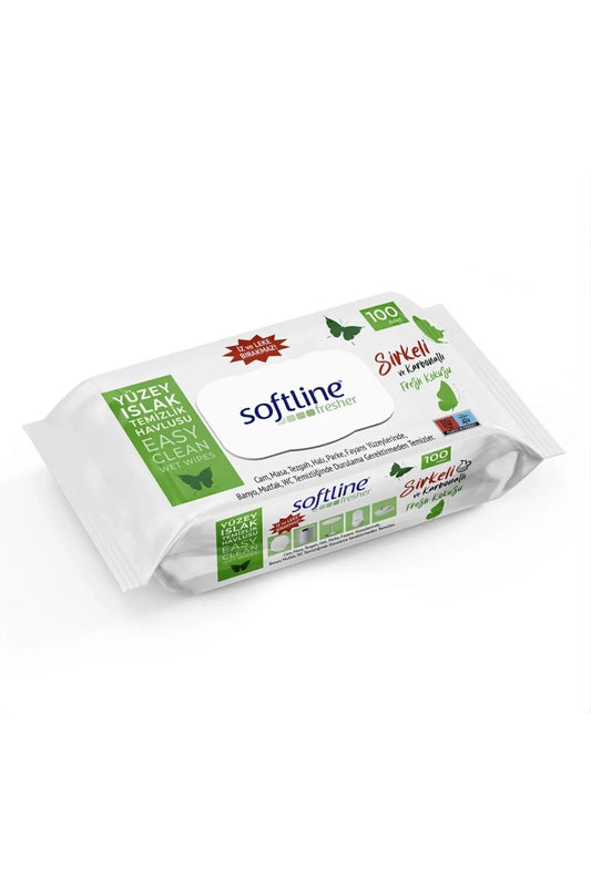 SOFTLINE Sirkeli ve Karbonatlı Islak Havlu 100’lu x9