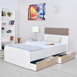 ADORE Base Tek Kişilik 2 Çekmeceli Karyola - İtalyan Meşe-Mat Beyaz 110x105x204