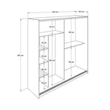 ADORE Elit Plus Aynalı Sürgülü Gardırop-Mat Beyaz 210x207x60 cm (GxYxD)
