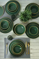 KERAMIKA Green Gold Fileli Nordic Yemek Takımı 24 Parça 6 Kişilik