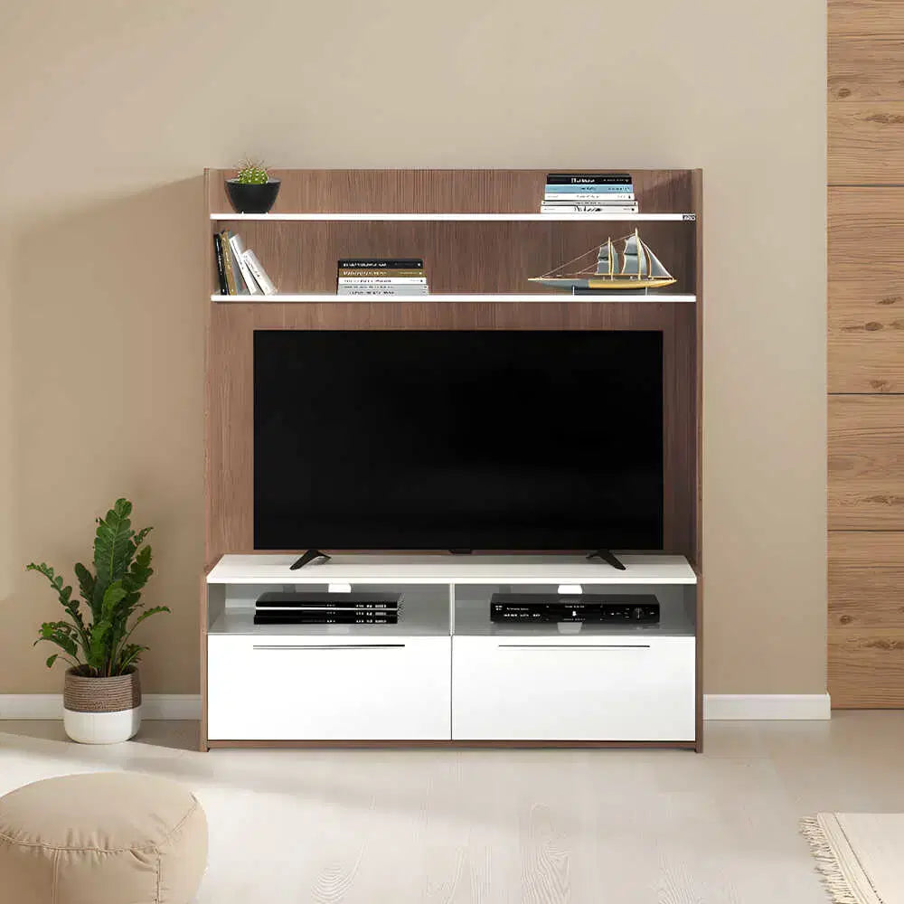 ADORE Flat Line Due Ekstra TV Ünitesi - Noce- Parlak Lake Beyaz 134x150x40 cm