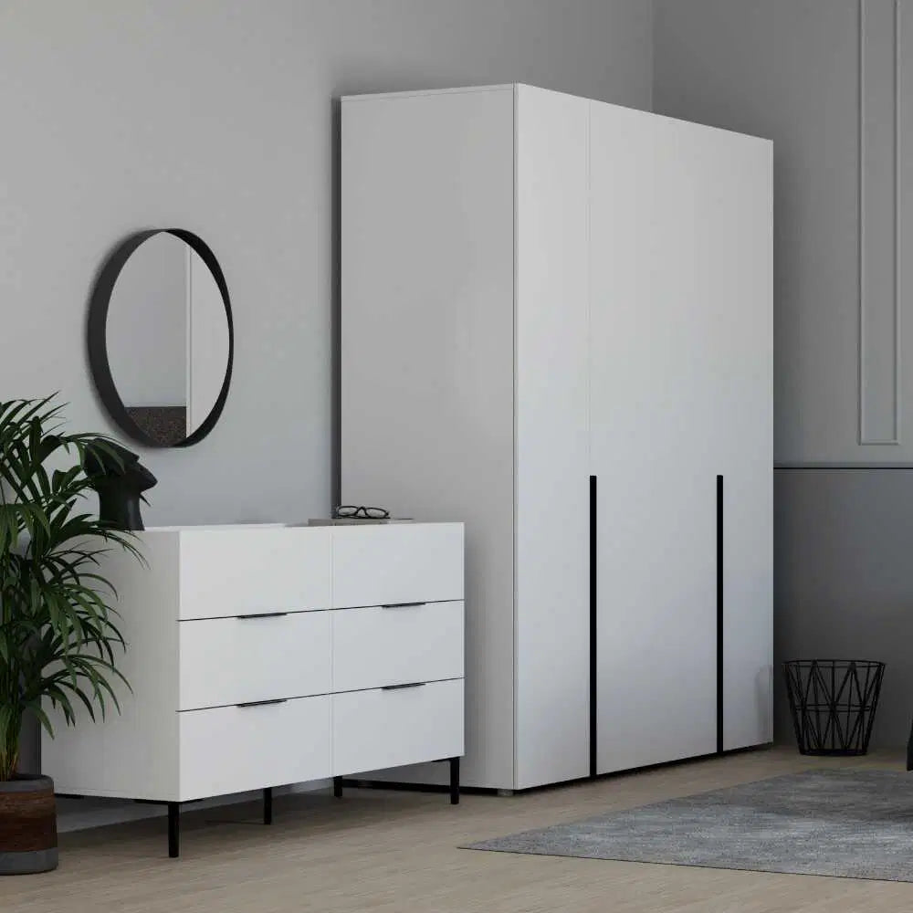 ADORE Oryana 6 Çekmeceli Şifonyer-Mat Lake Beyaz 140x81x44 cm