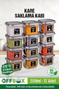 OFFBOX 12 Adet 24 Parça 0,55 Litre Kahvaltılık Erzak Saklama Kabı Baharatlık Set