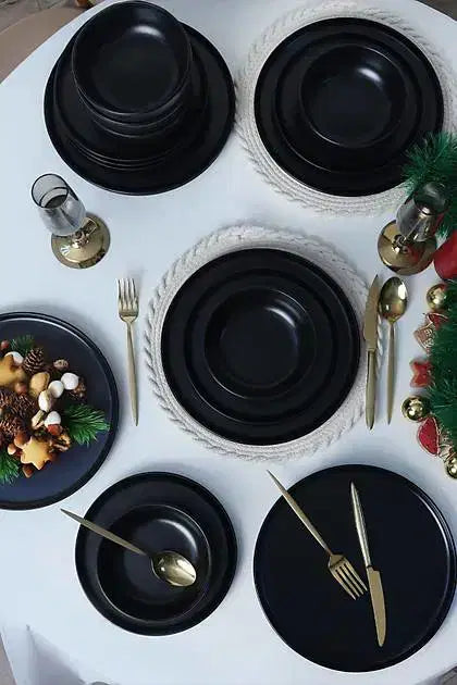 KERAMIKA Nordic Mat Siyah Yemek Takımı 18 Parça 6 Kişilik 956