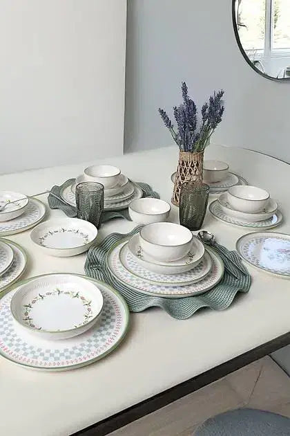 KERAMIKA Rose Line Yemek Takımı 24 Parça 6 Kişilik 22909-10-11