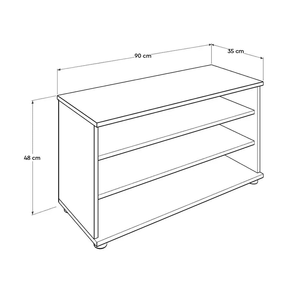 ADORE Flat Line 3 Bölmeli Tv Sehpası - Latte 90x48x35 cm