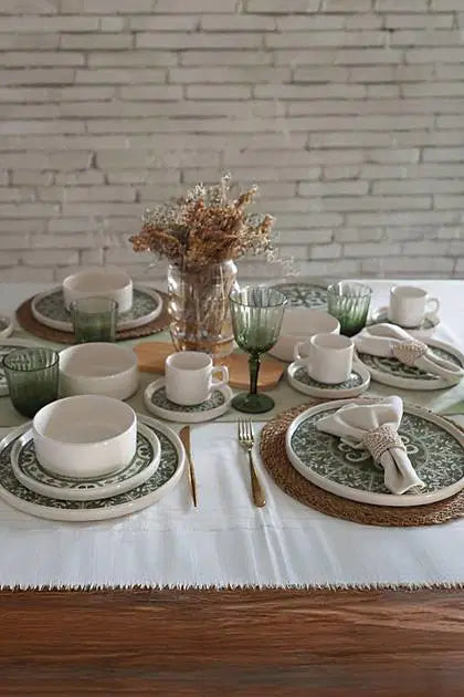 KERAMIKA Timeless Green Stackable Yemek / Kahvaltı Takımı 20 Parça 4 Kişilik