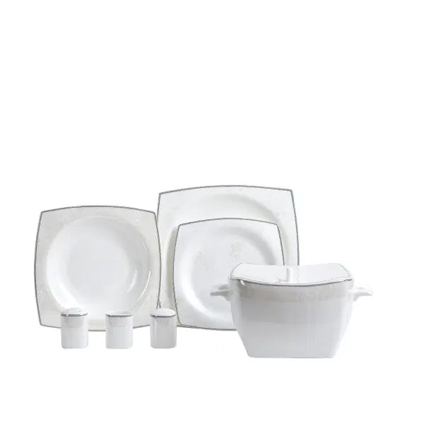 KORKMAZ Bone Collection 60 Parça Kare Yemek Takımı A8464