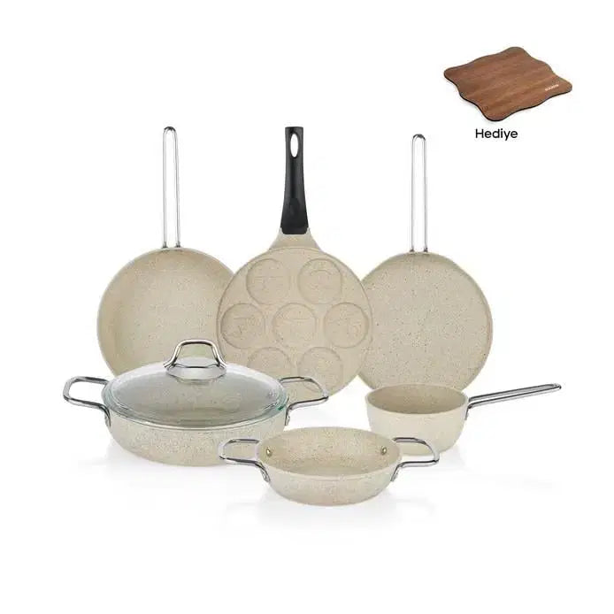SCHAFER Breakfast Pişirme Seti 7 Parça - Kahve
