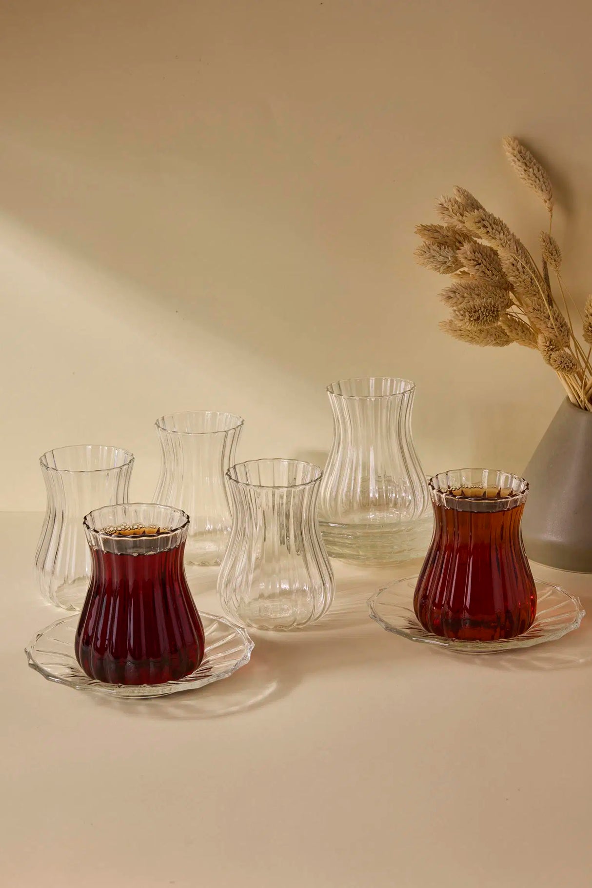 PEROTTI Harmancık 12 Parça Borosilikat Cam Çay Takımı 170 ml El Yapımı