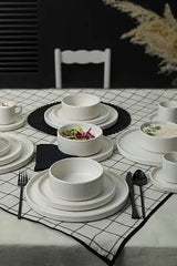 KERAMIKA Mat Beyaz Stackable Yemek/Kahvaltı Takımı 20 Parça 4 Kişilik