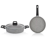 SCHAFER Eternal 2'li Set Basık Gri Tencere 26cm+Tava 26cm