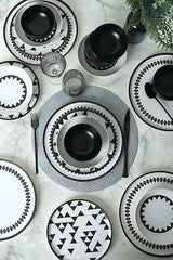 KERAMIKA Keraart Black Pattern Nordic Yemek Takımı 24 Parça 6 Kişilik 21478