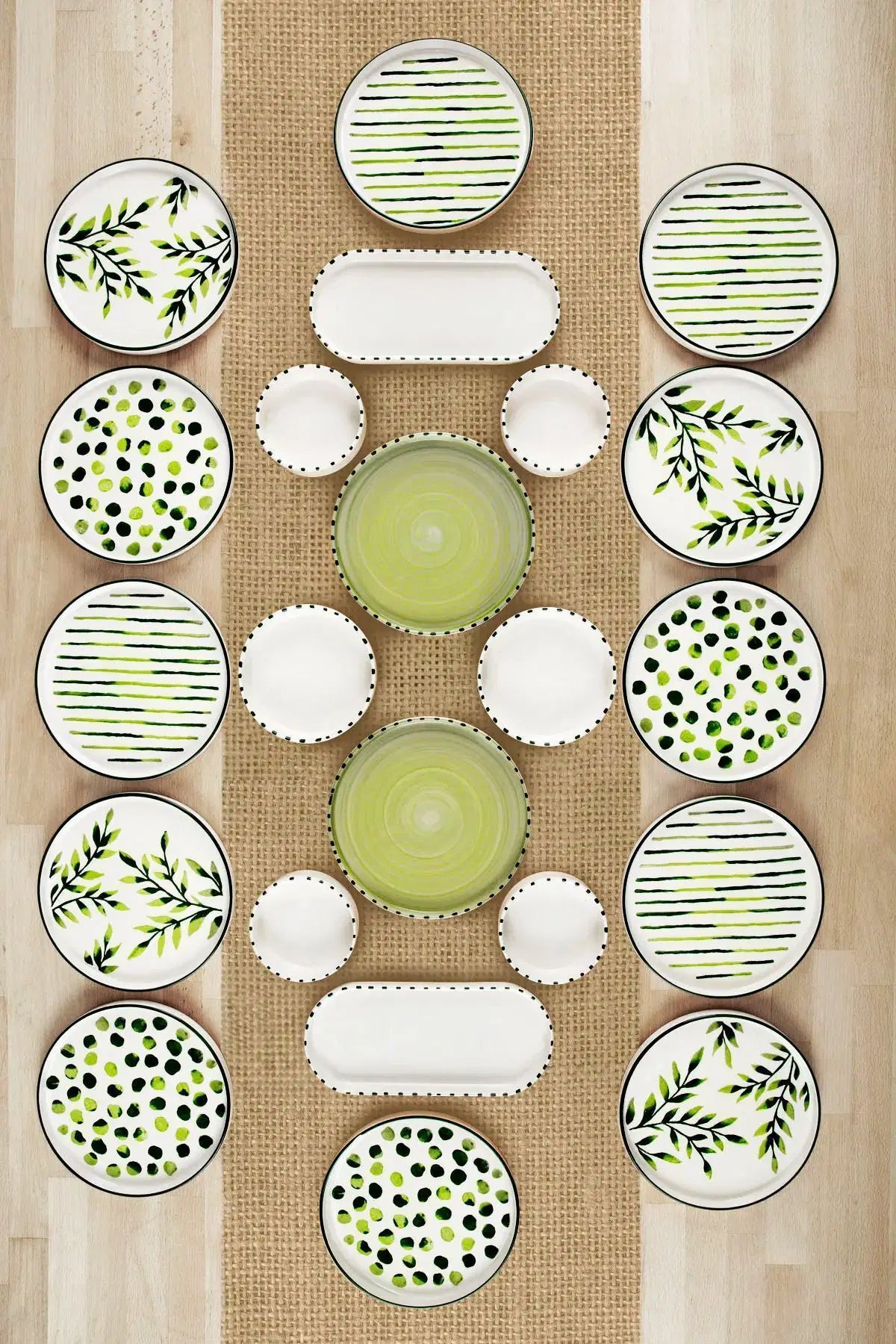 KITCHEN LIFE 22 Parça 12 Kişilik Greentree Stackable Kahvaltı Takımı