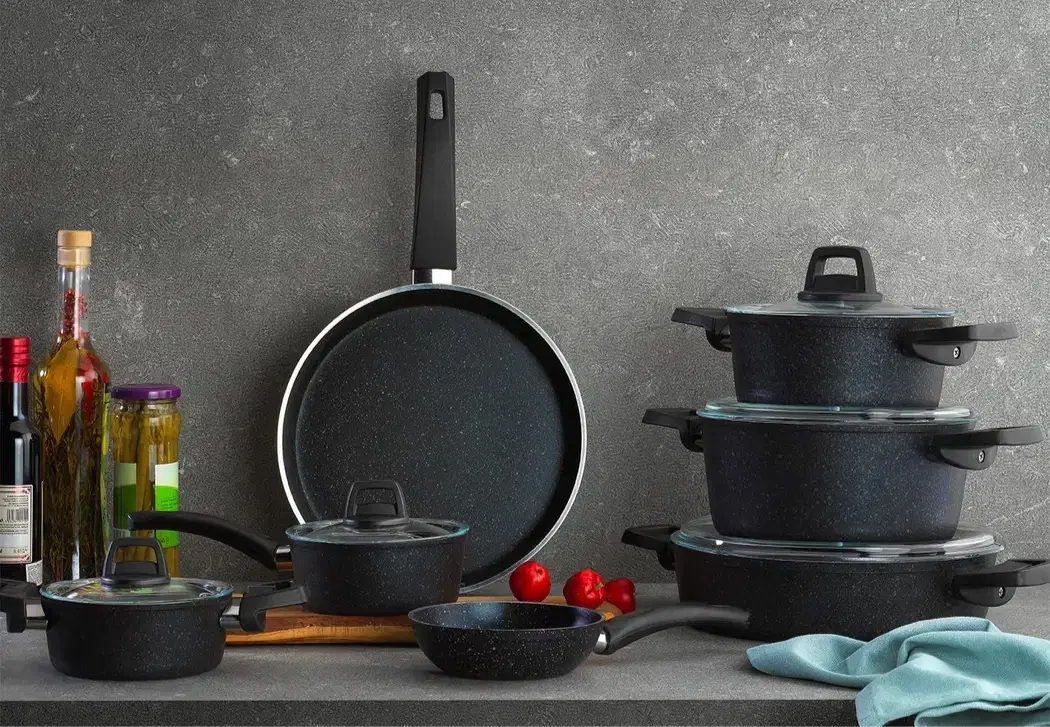 SCHAFER Dark Storm Siyah Tencere Seti - 12 Parça