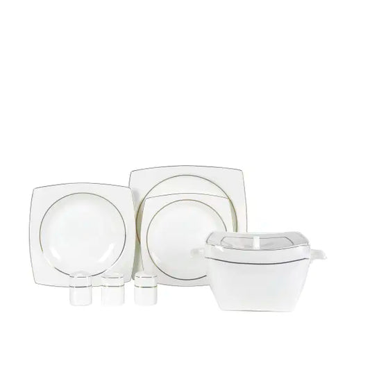 KORKMAZ Bone Collection 60 Parça Kare Yemek Takımı A8460
