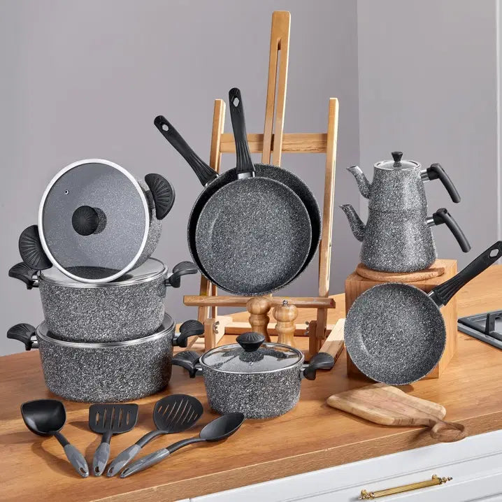 TAC EV Taç MaxxCook Mega 18 Parça Çeyiz Seti Gri