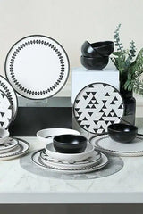 KERAMIKA Keraart Black Pattern Nordic Yemek Takımı 24 Parça 6 Kişilik 21478