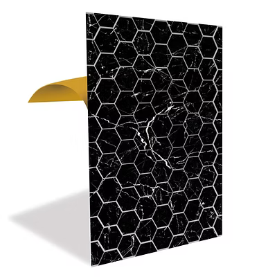 FLYBAT Siyah Petek Mermer Desenli Panel Pvc