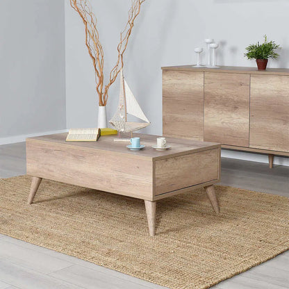 ADORE Retro Dikdörtgen Orta Sehpa - Açık Ceviz (Tori) 110x45x65 cm